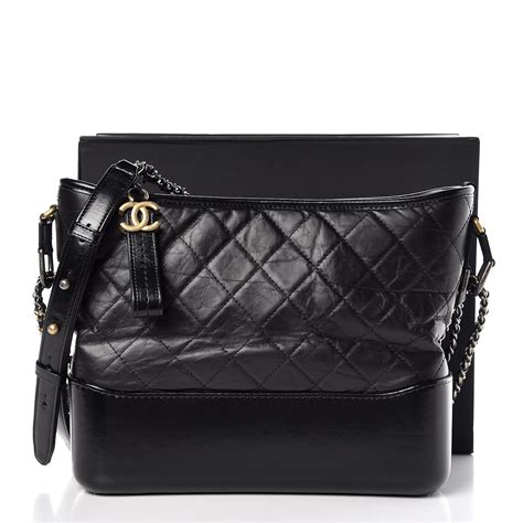 chanel aged calfskin quilted medium gabrielle hobo black|chanel hobo bags.